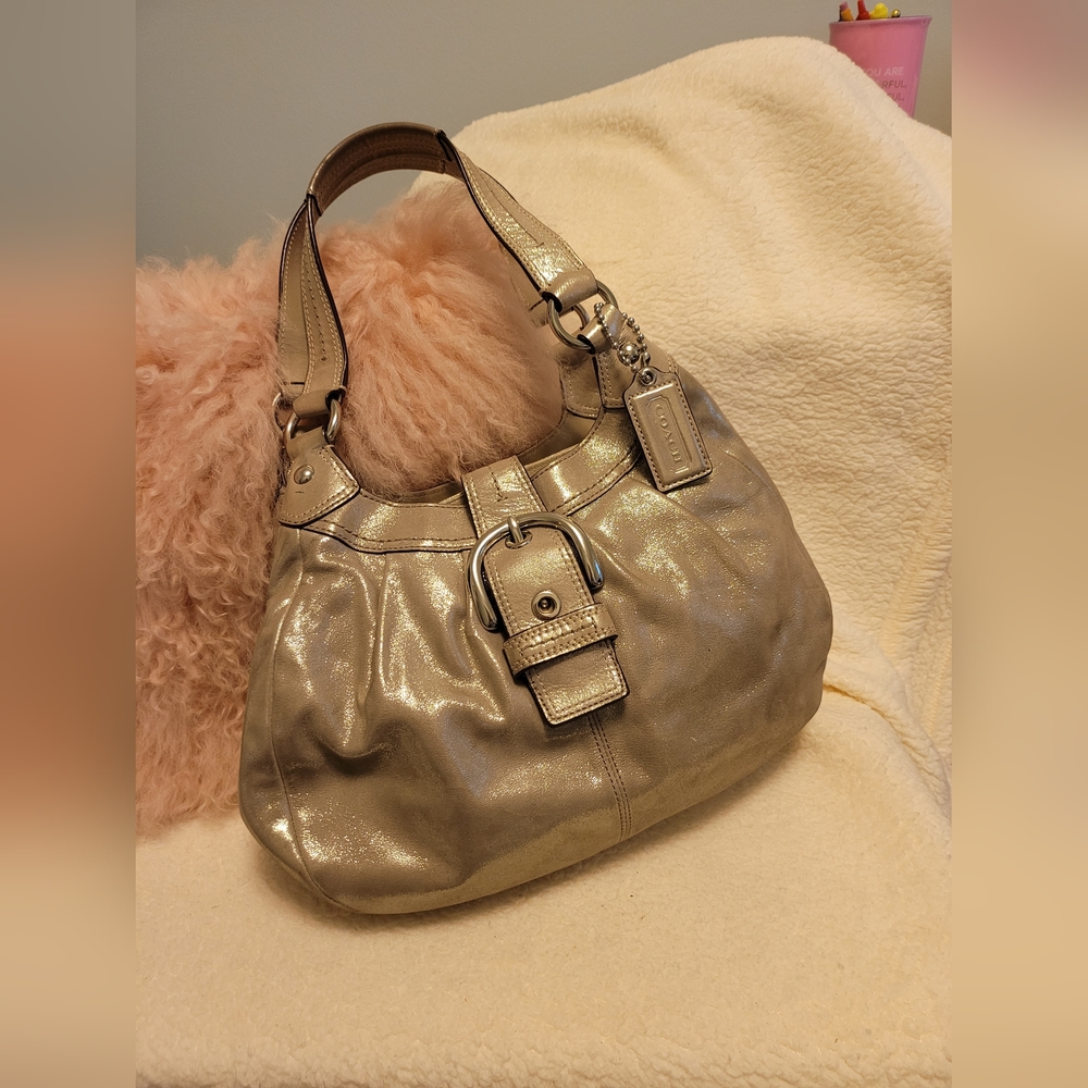 Coach Sparkle Metallic Slouchy Handbag